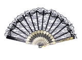 Lace Folding Hand Fan Bridal Wedding Party Spanish Costume Accessory - Black
