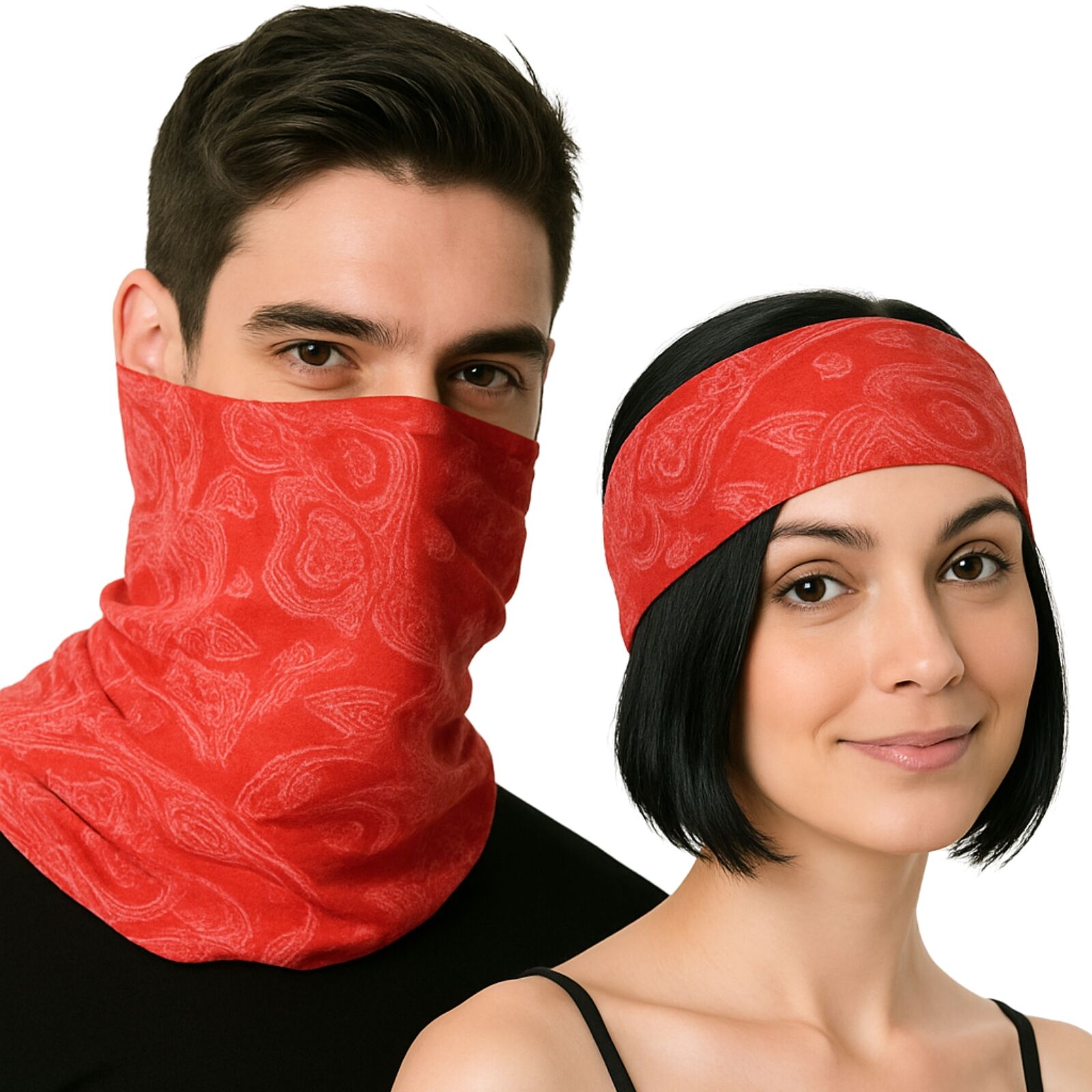Men's Accessories: Seamless Tube Bandana Head Scarf Face Cover Mask Pattern Mask Neck Gaiter - Red