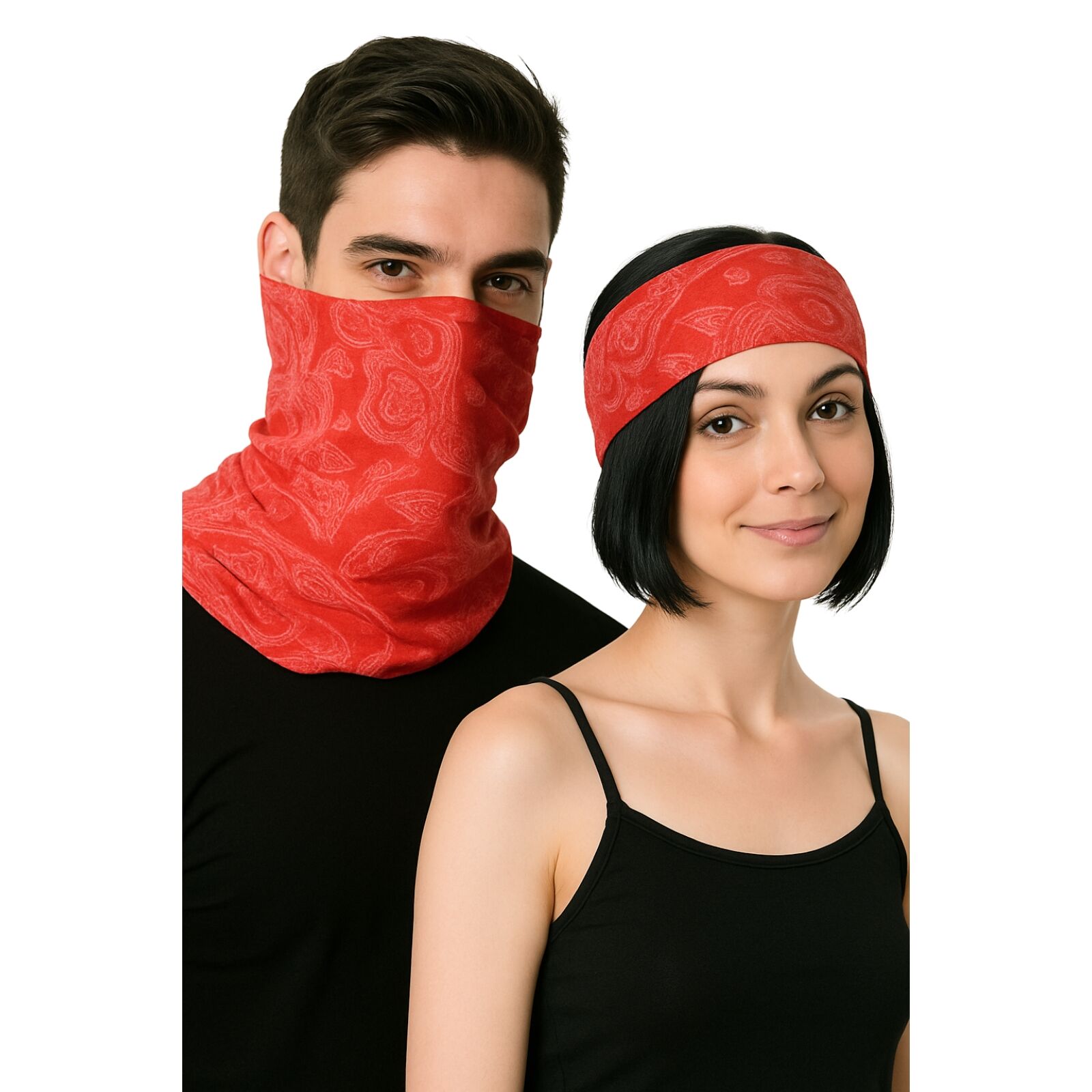 Men's Accessories: Seamless Tube Bandana Head Scarf Face Cover Mask Pattern Mask Neck Gaiter - Red