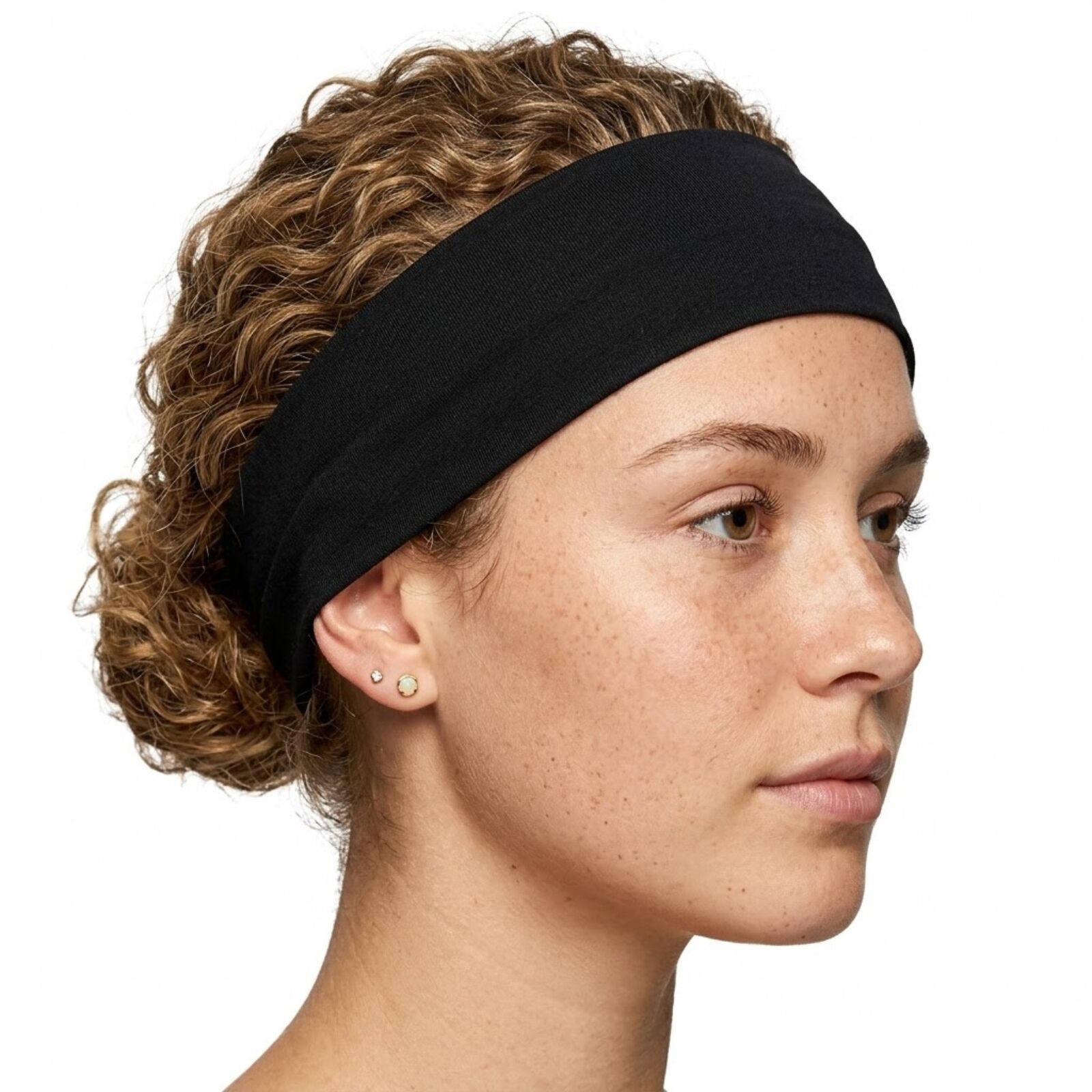 PLAIN HEADBAND Elastic Stretch Sports Yoga Hair Band Unisex 8cm Wide - Black