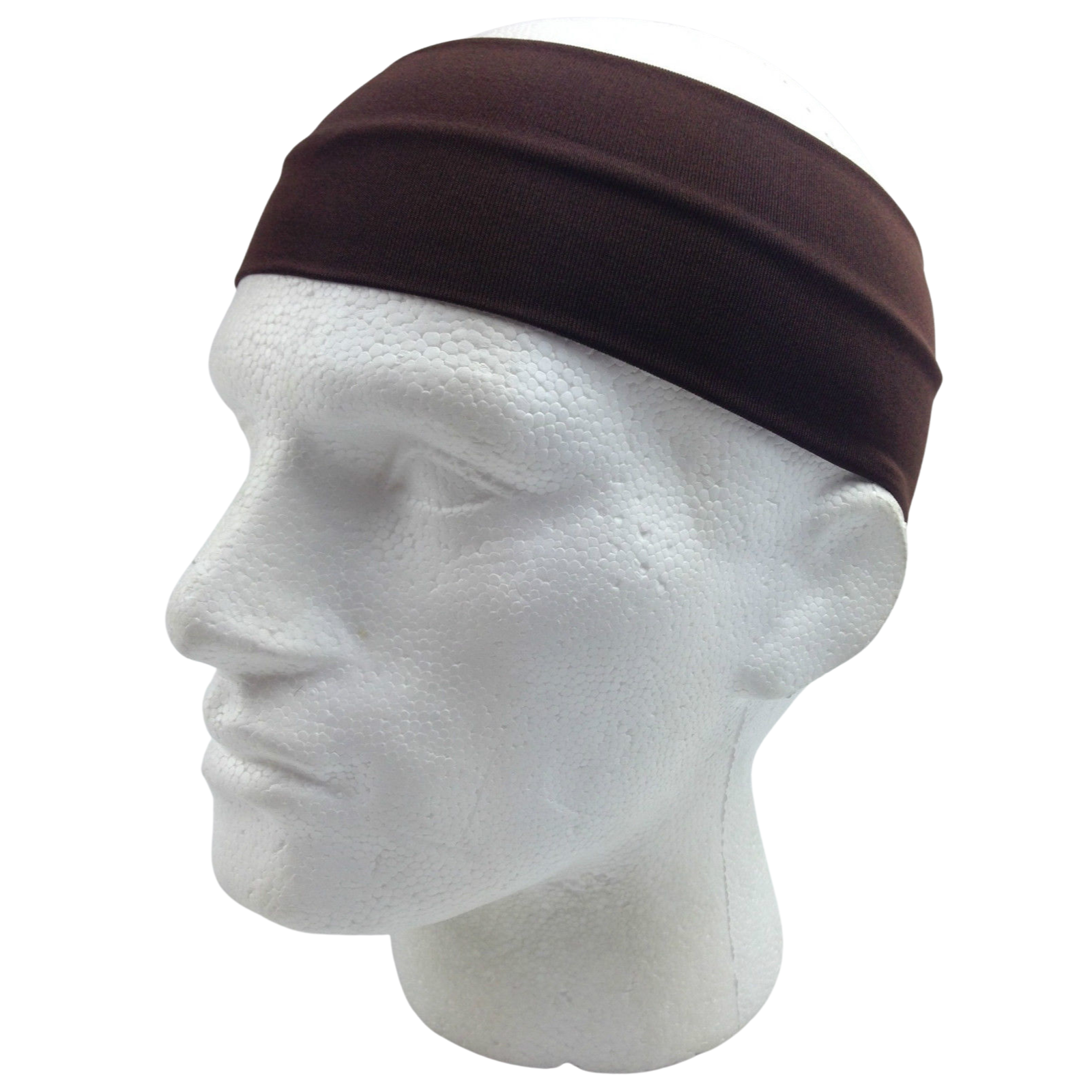 PLAIN HEADBAND Elastic Stretch Sports Yoga Hair Band Unisex 8cm Wide - Brown