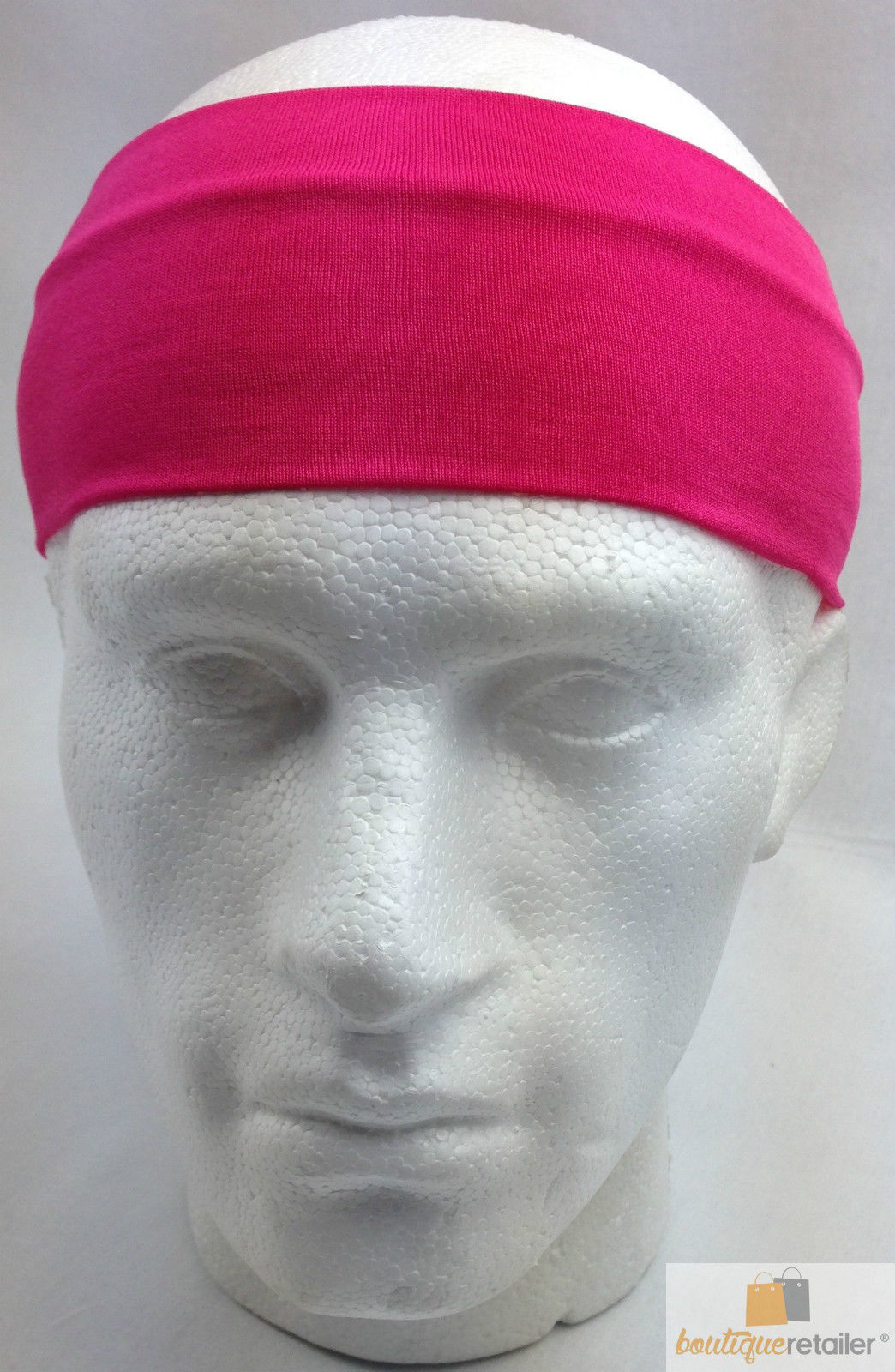 PLAIN HEADBAND Elastic Stretch Sports Yoga Hair Band Unisex 8cm - Hot Pink