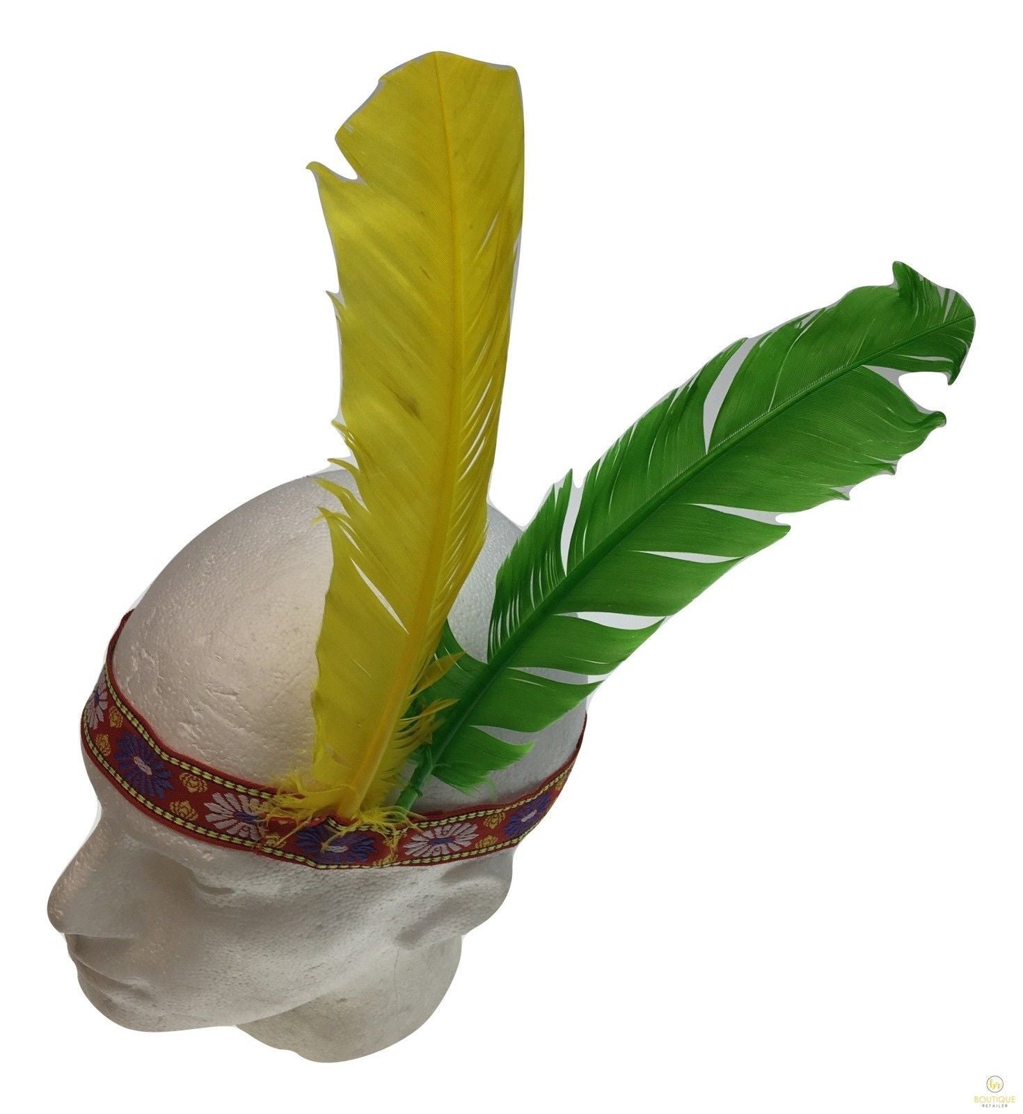 Costumes & Accessories: Native American Two Feather Headband Headdress Fancy Dress for Costume Party