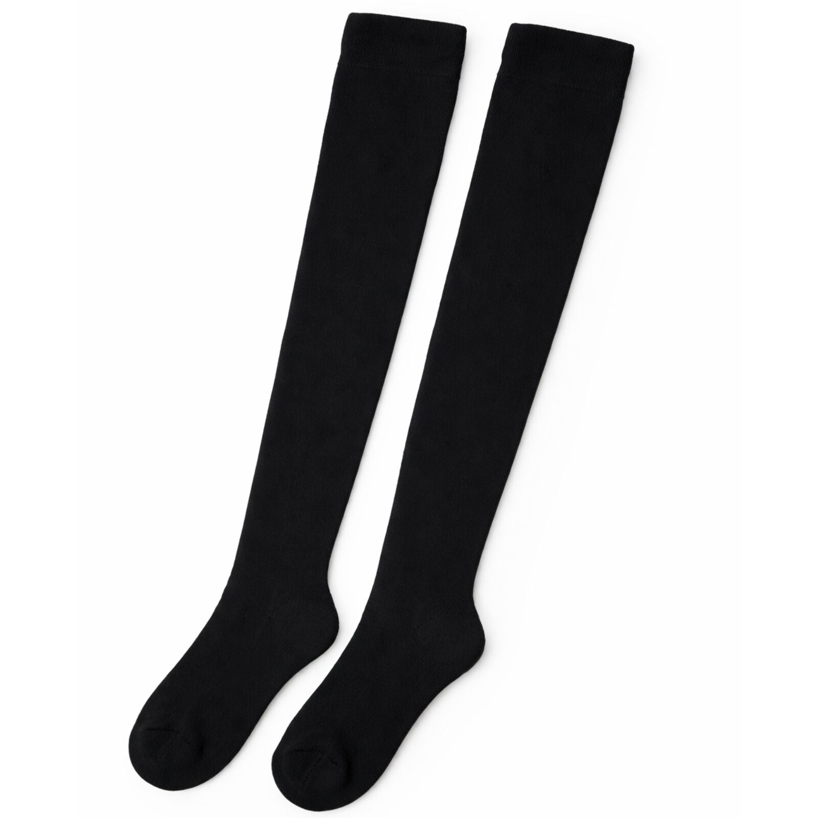 Womens Over Knee Socks Thigh High Stockings Long Stretch - Plain Black