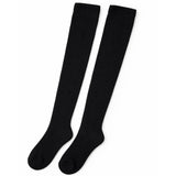 Womens Over Knee Socks Thigh High Stockings Long Stretch - Plain Black