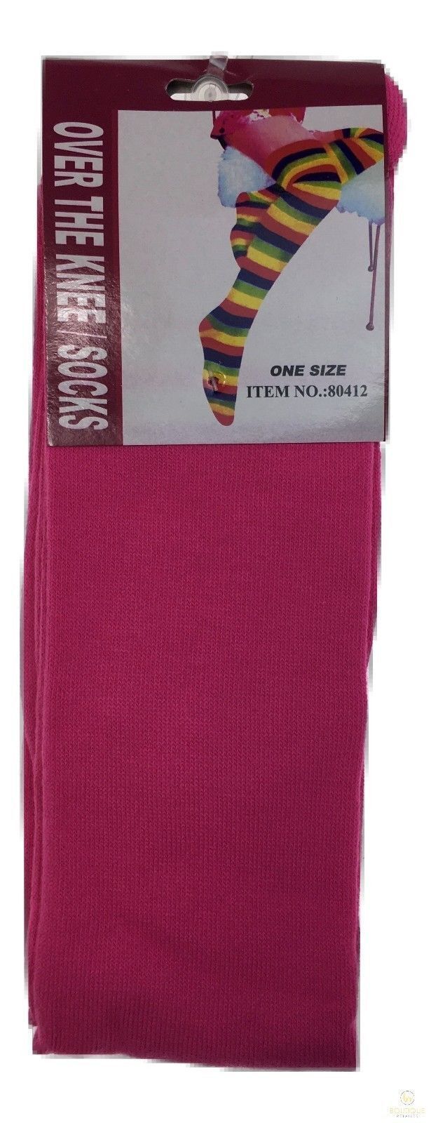 Womens Over Knee Socks Thigh High Stockings Long Stretch - Plain Pink