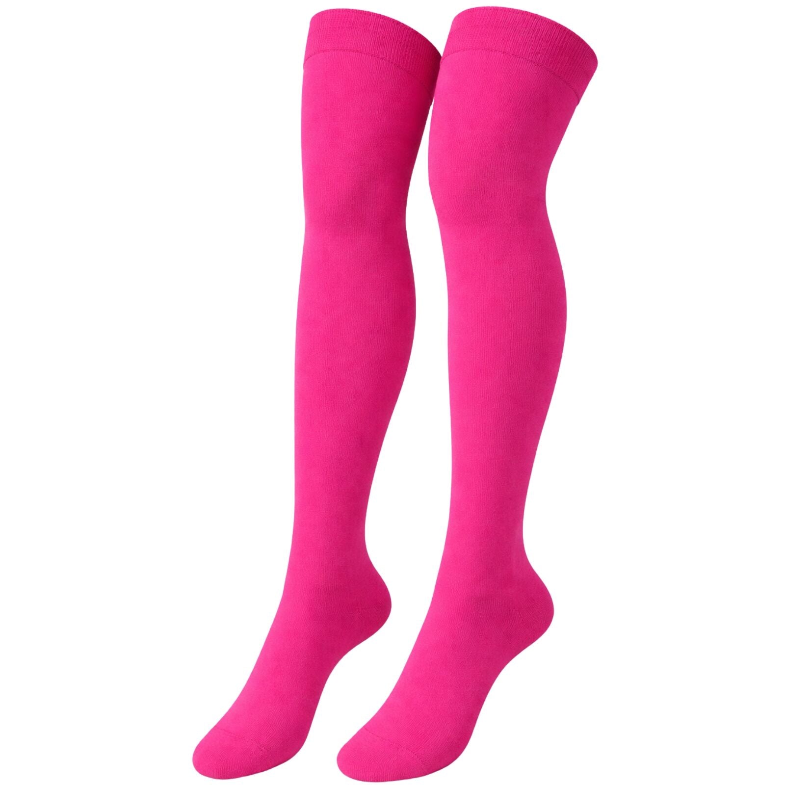 Womens Over Knee Socks Thigh High Stockings Long Stretch - Plain Pink