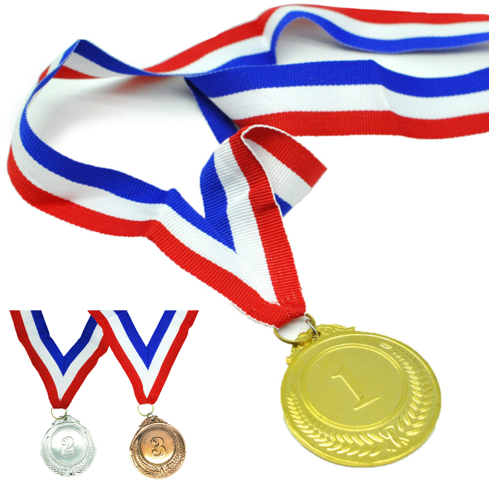 Costumes & Accessories: Set of 3 Gold Silver Bronze Medals Sports Day Awards School Events Olympics Parties