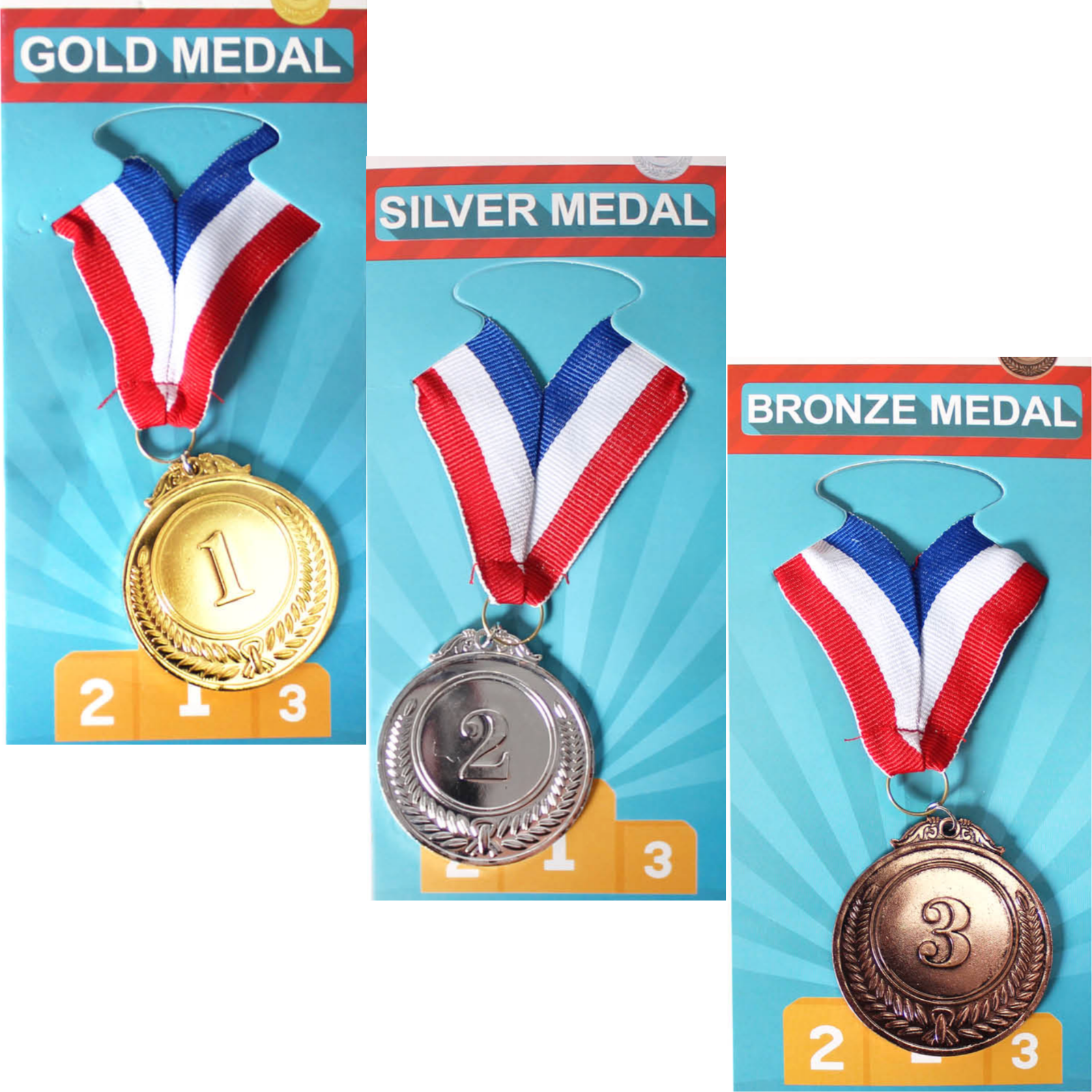 Costumes & Accessories: Set of 3 Gold Silver Bronze Medals Sports Day Awards School Events Olympics Parties