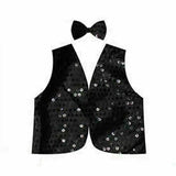 Costumes & Accessories: Kids Sequin Vest Bow Tie Set Costume 80s Party Dress Up Waistcoat - Black