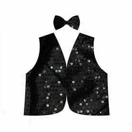 Costumes & Accessories: Kids Sequin Vest Bow Tie Set Costume 80s Party Dress Up Waistcoat - Black