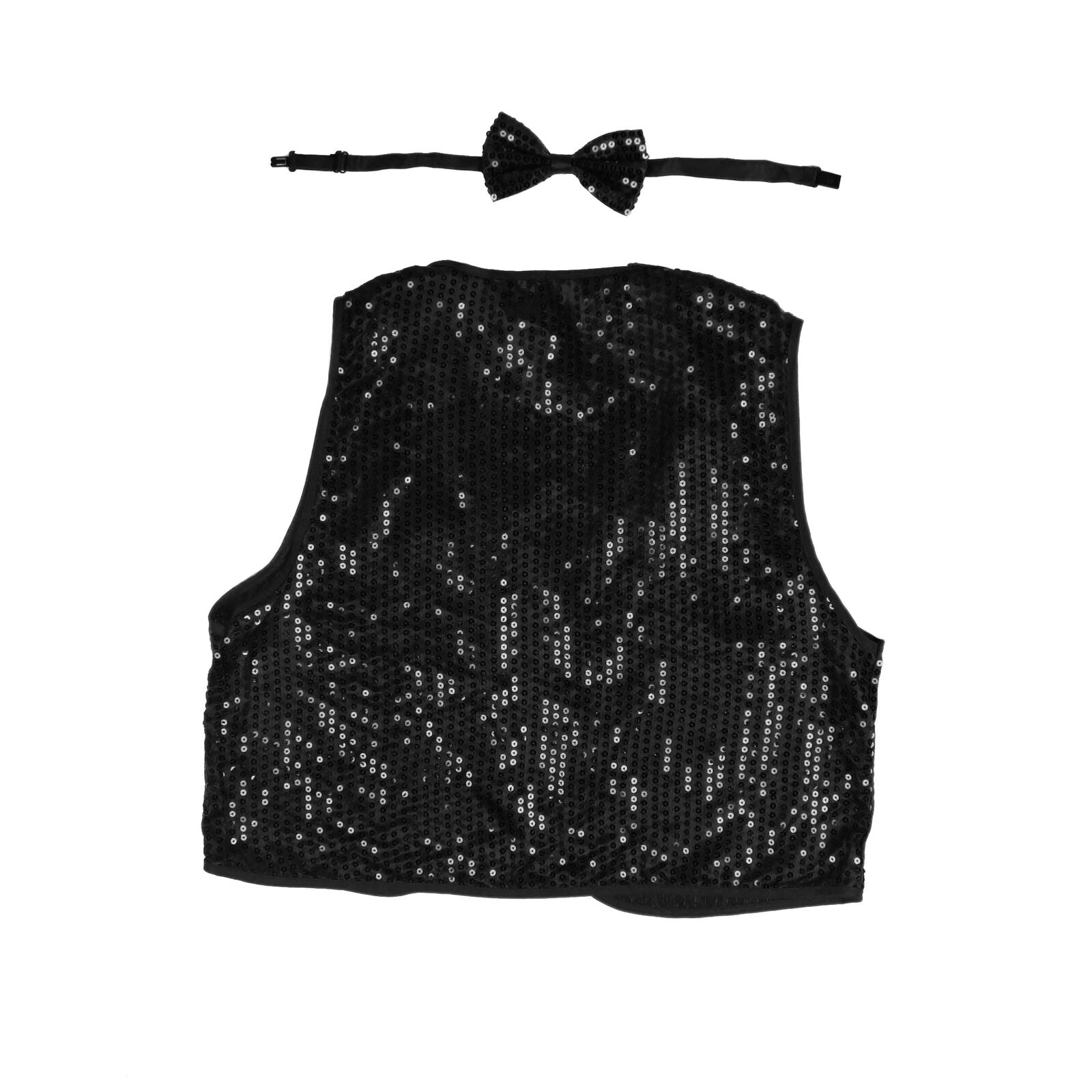 Costumes & Accessories: Kids Sequin Vest Bow Tie Set Costume 80s Party Dress Up Waistcoat - Black