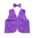Costumes & Accessories: Kids Sequin Vest Bow Tie Set Costume 80s Party Dress Up Waistcoat - Purple