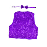 Costumes & Accessories: Kids Sequin Vest Bow Tie Set Costume 80s Party Dress Up Waistcoat - Purple