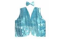 Costumes & Accessories: Kids Sequin Vest Bow Tie Set Costume 80s Party Dress Up Waistcoat - Sky Blue