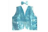 Costumes & Accessories: Kids Sequin Vest Bow Tie Set Costume 80s Party Dress Up Waistcoat - Sky Blue