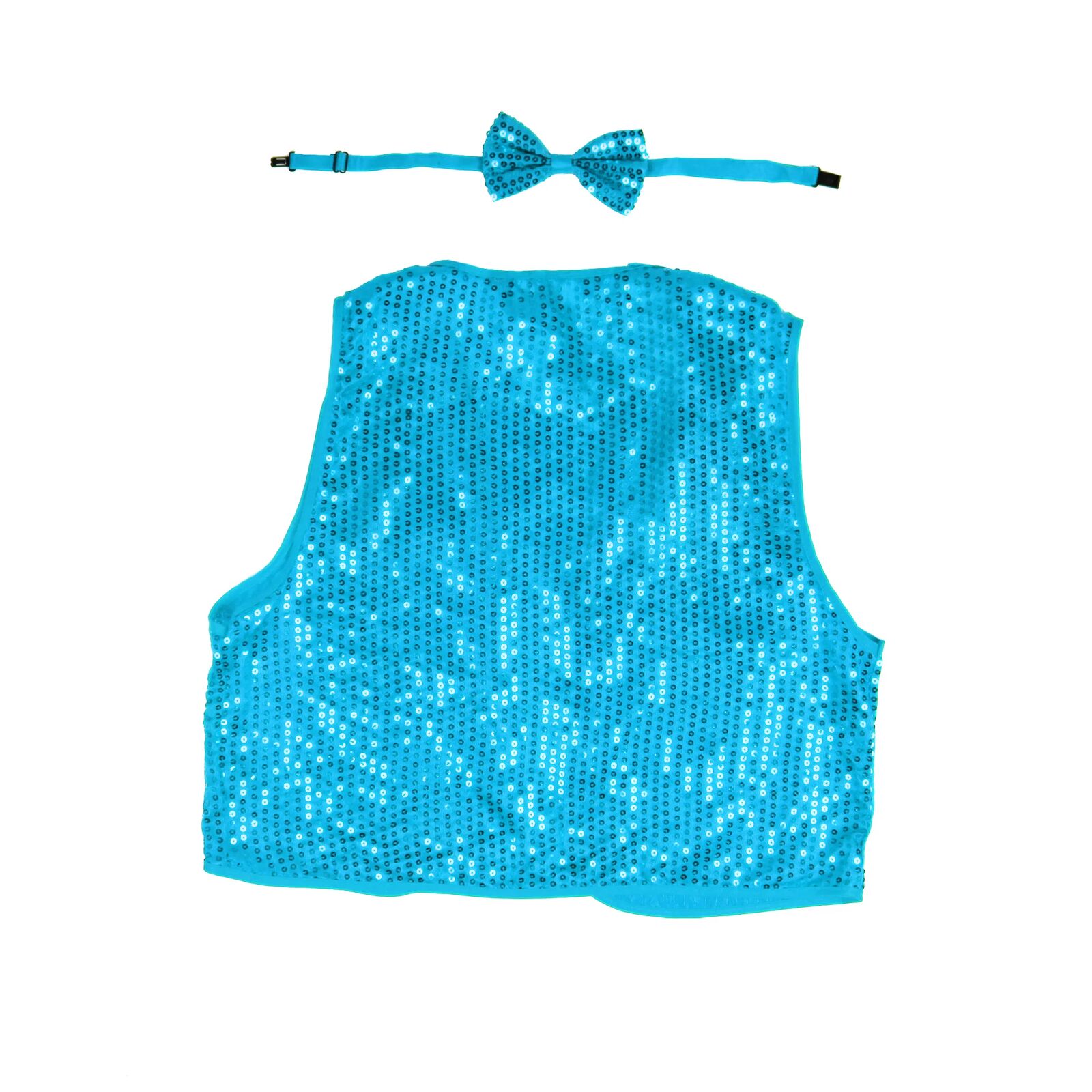 Costumes & Accessories: Kids Sequin Vest Bow Tie Set Costume 80s Party Dress Up Waistcoat - Sky Blue