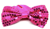 Men's Accessories: GLITTER SEQUIN BOW TIE Costume Fancy Dress Dance Fancy Shiny Party Bowtie - Hot Pink