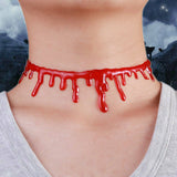 Men's Jewellery: HALLOWEEN NECKLACE Red Drip Blood Choker Gothic Fashion Jewellery