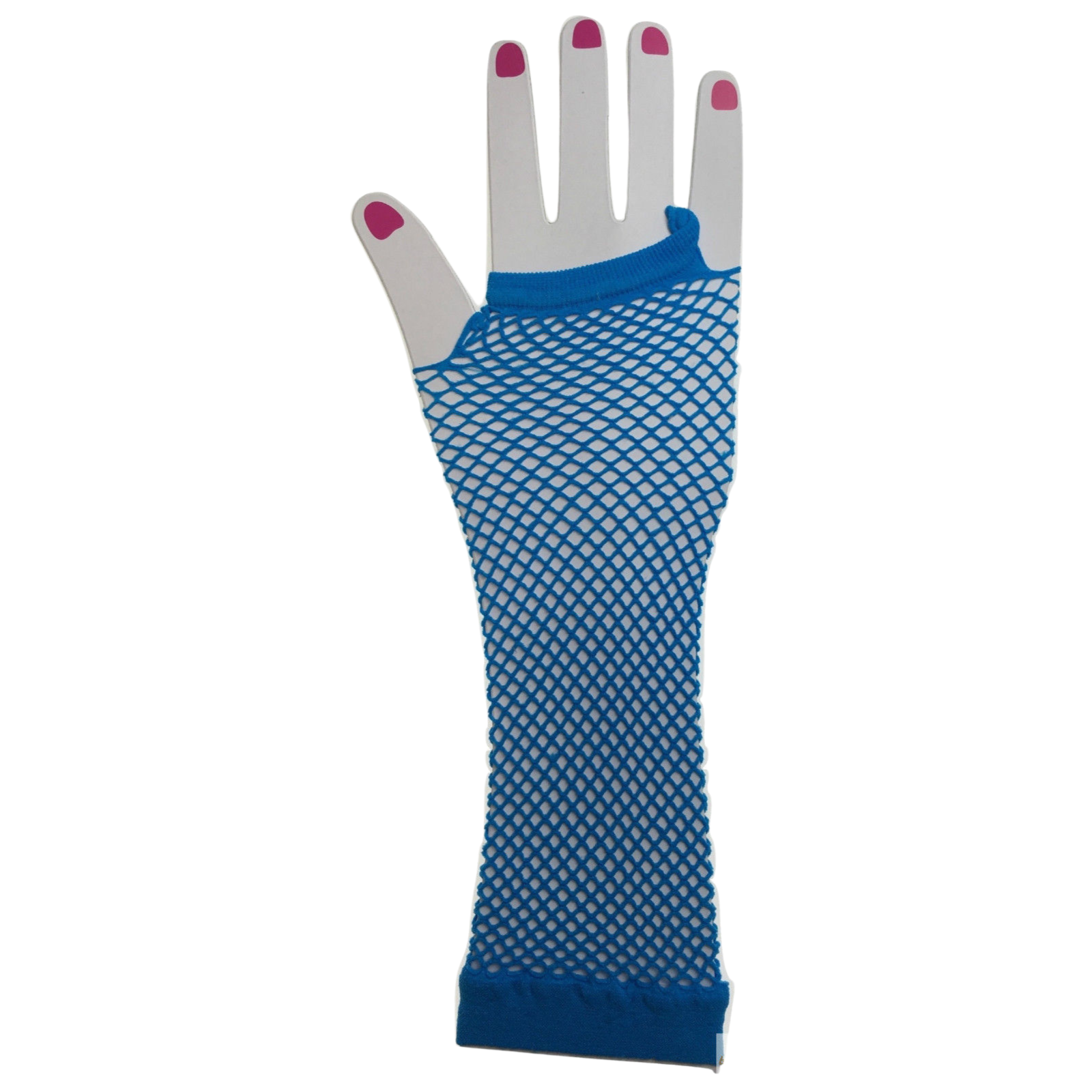 Costumes & Accessories: Long Elbow Length Fishnet Gloves Fingerless 70s 80s Womens Costume Party Dance in Blue