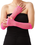 Costumes & Accessories: Long Elbow Length Fishnet Gloves Fingerless 70s 80s Womens Costume Party Dance in Hot Pink