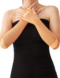 Costumes & Accessories: Long Elbow Length Fishnet Gloves Fingerless 70s 80s Womens Costume Party Dance in Orange