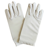 Costumes & Accessories: Ladies SHORT GLOVES Costume Party Wedding Bridal Fancy Dress Prom Stretchy - White - One Size