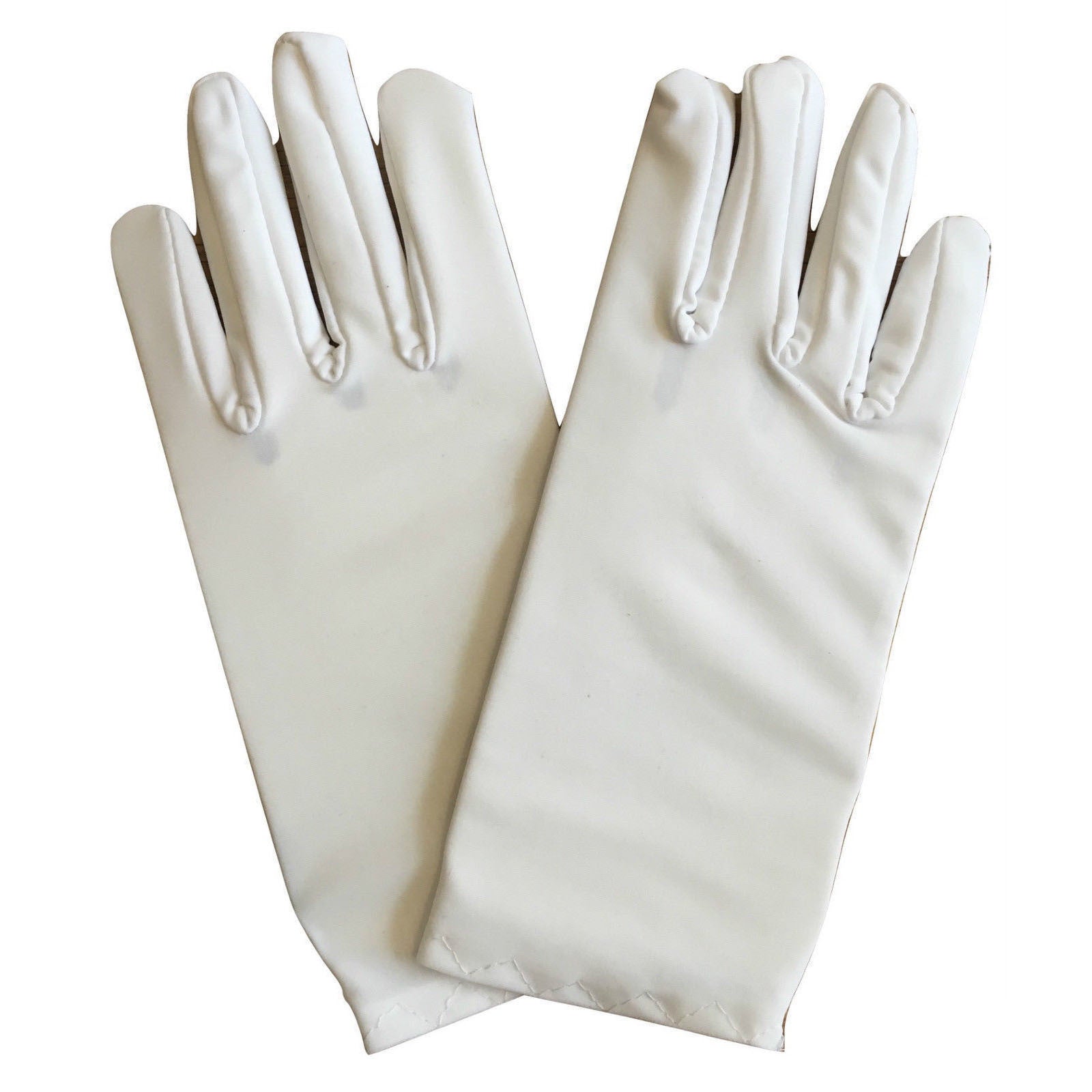 Costumes & Accessories: Ladies SHORT GLOVES Costume Party Wedding Bridal Fancy Dress Prom Stretchy - White - One Size