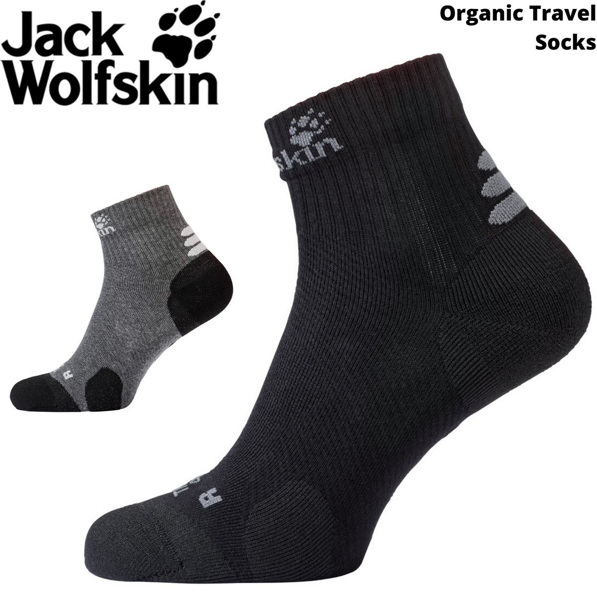 Jack Wolfskin Mens Travel Organic Mid Cut Ankle Socks - Black