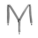 Men's Accessories: Mens Adjustable Suspenders Braces in Black/White Checkered Pattern (Chequered)