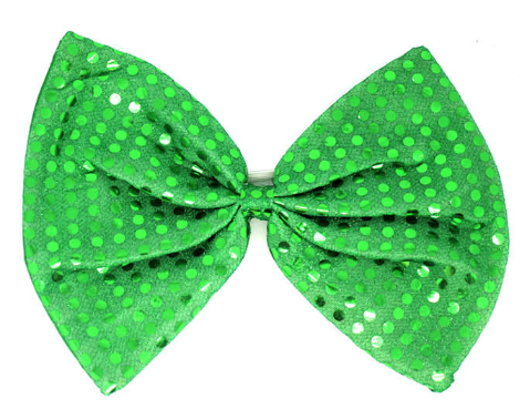 Men's Accessories: LARGE BOW TIE Sequin Polka Dots Bowtie Big King Size Party  Costume - Green