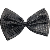 Men's Accessories: LARGE BOW TIE Sequin Polka Dots Bowtie Big King Size Party  Costume - Grey (with black polka dots)