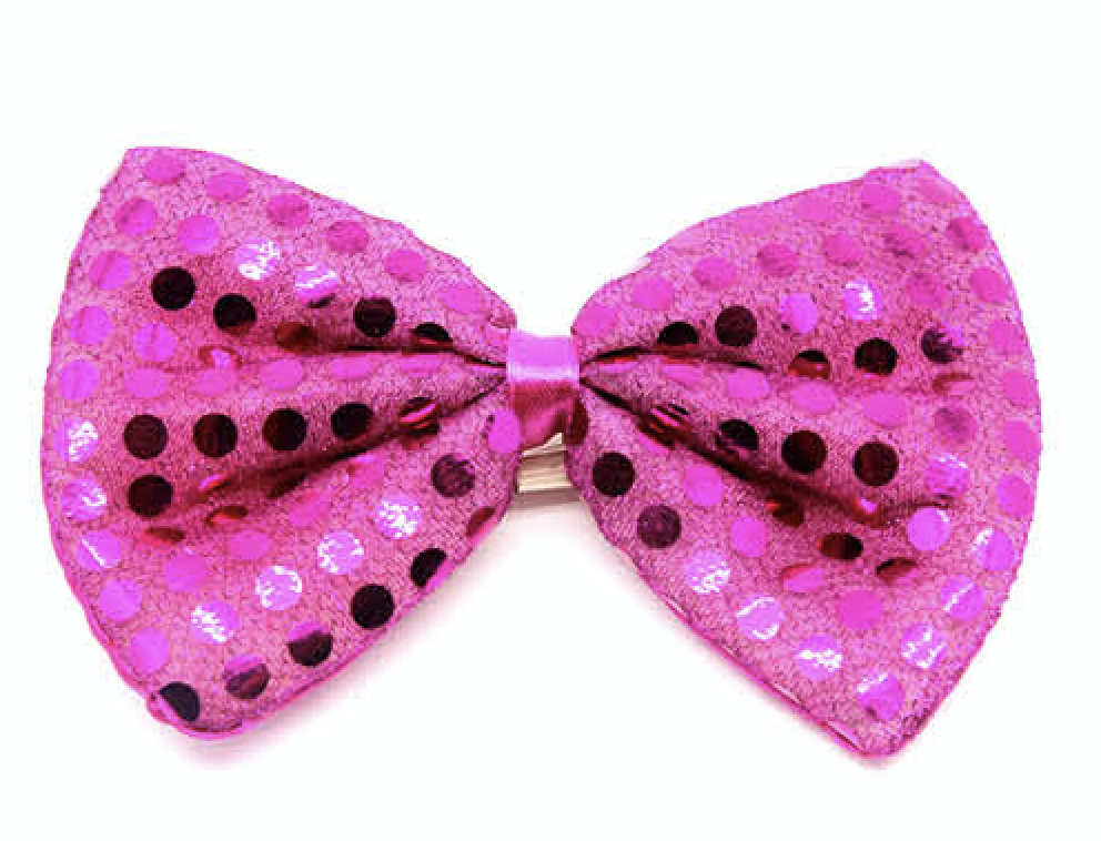 Men's Accessories: SEQUIN BOW TIE Polka Dots Bowtie Party Unisex Costume  13cm x 9cm Clown - Hot Pink