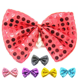 Men's Accessories: SEQUIN BOW TIE Polka Dots Bowtie Party Unisex Costume  13cm x 9cm Clown - Hot Pink