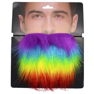 Rainbow Beard Gay Pride LGBTQ Mardi Gras Costume Party Moustache Fancy Dress