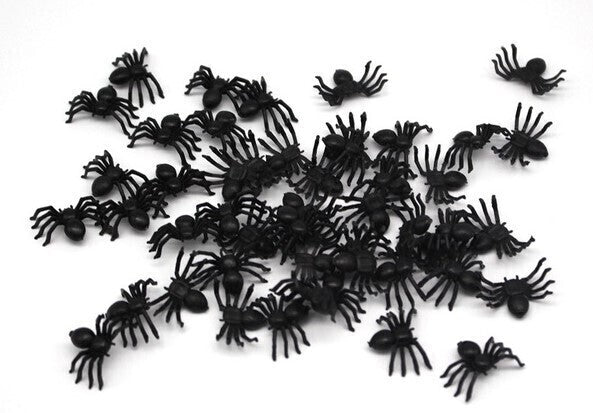 48x MINI FAKE SPIDERS Trick Halloween Scary Arachnids Joke Prank Small Gag Toy Bug