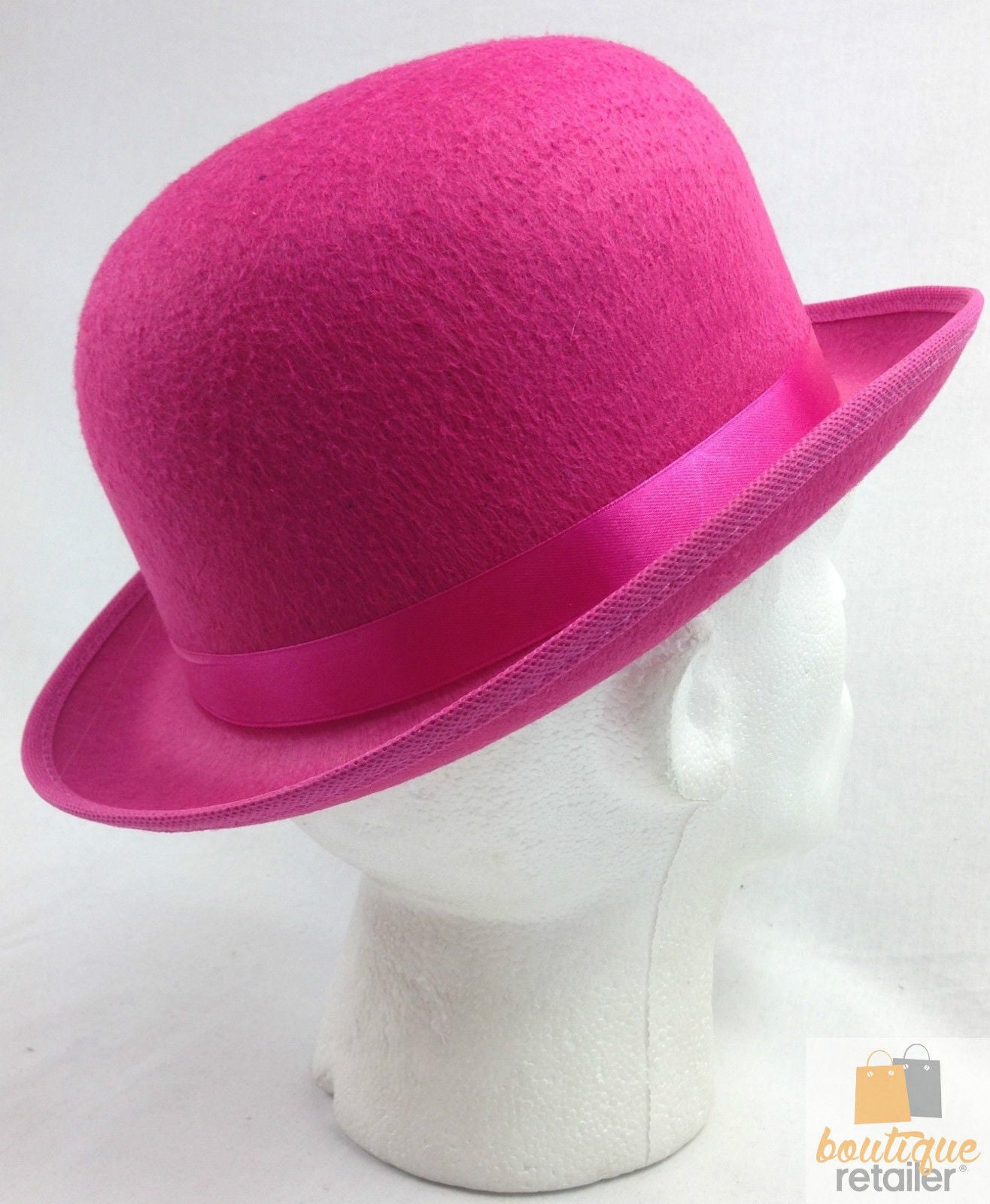 Costumes & Accessories: BOWLER HAT Party Vintage Costume Derby Felt Dance Halloween in Hot Pink