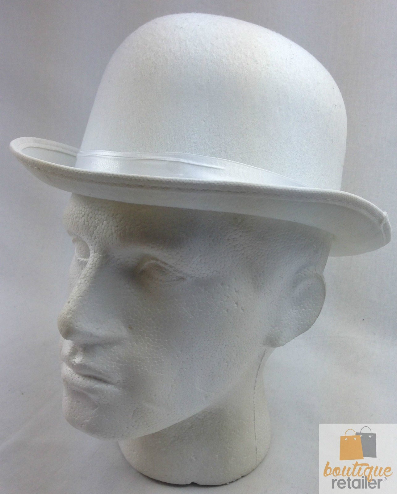 BOWLER HAT Party Vintage Costume Derby Felt Dance Halloween in White