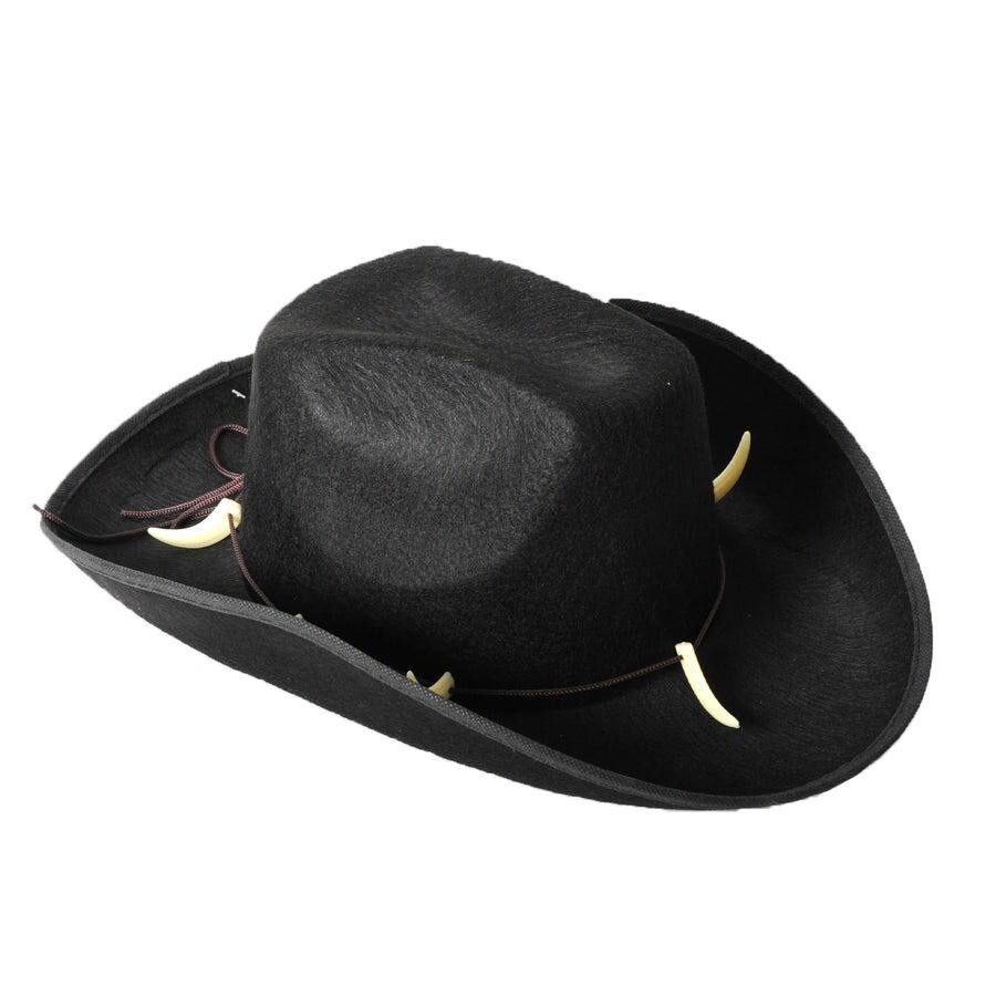 Costumes & Accessories: Crocodile Dundee-Style Black Cowboy Hat  Adjustable Chin Cord for Outback & Western Themes