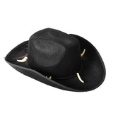 Costumes & Accessories: Crocodile Dundee-Style Black Cowboy Hat  Adjustable Chin Cord for Outback & Western Themes