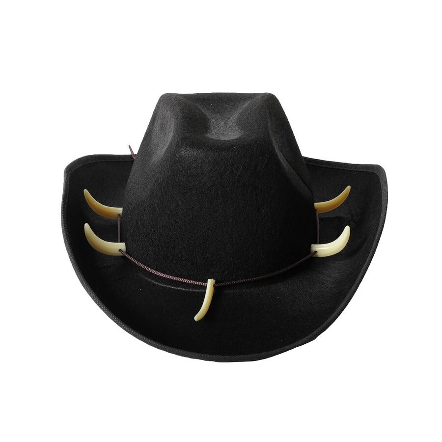 Costumes & Accessories: Crocodile Dundee-Style Black Cowboy Hat  Adjustable Chin Cord for Outback & Western Themes