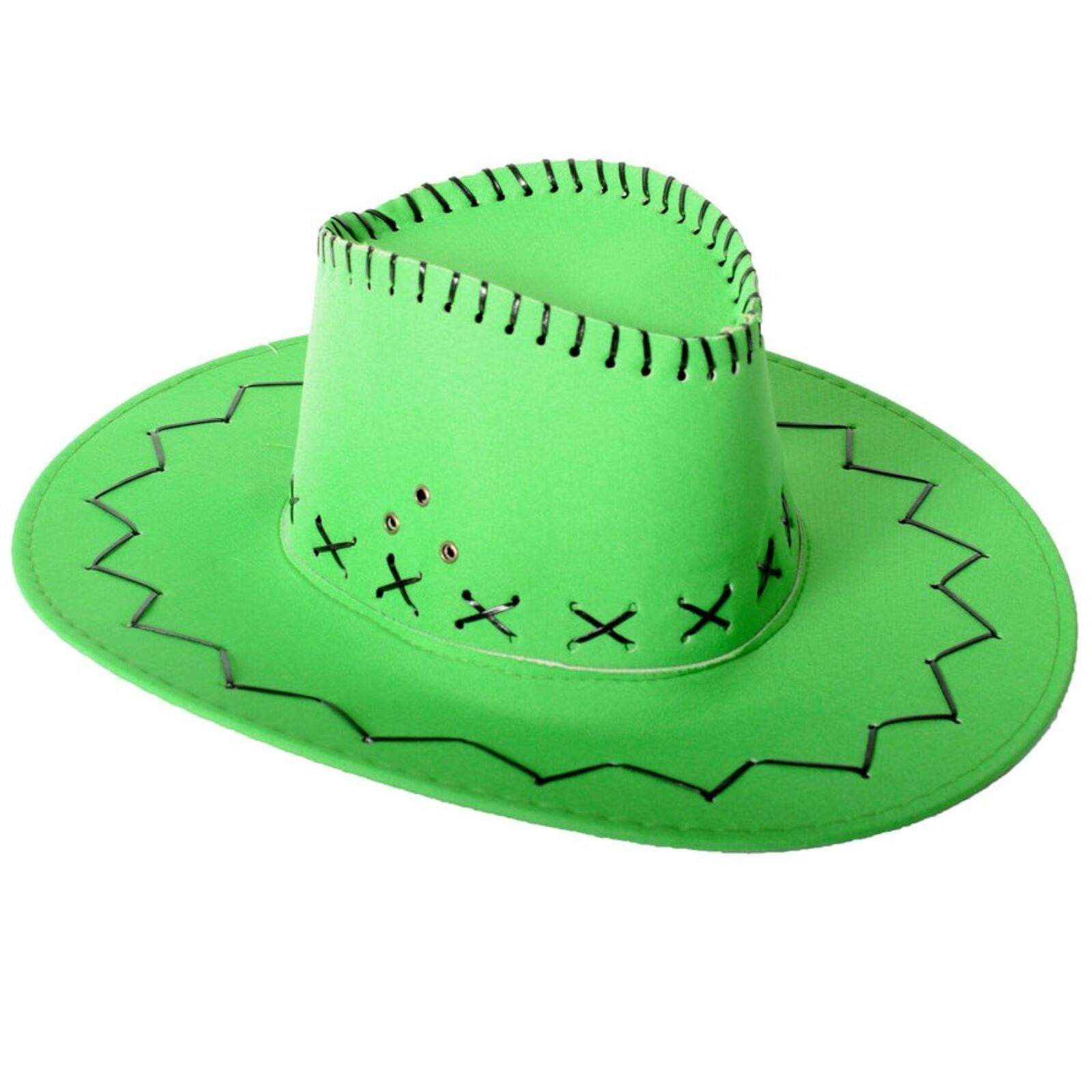 Costumes & Accessories: Fluro Green Cowboy Hat with Adjustable Chin Cord  Fun Western-Themed Australia Day