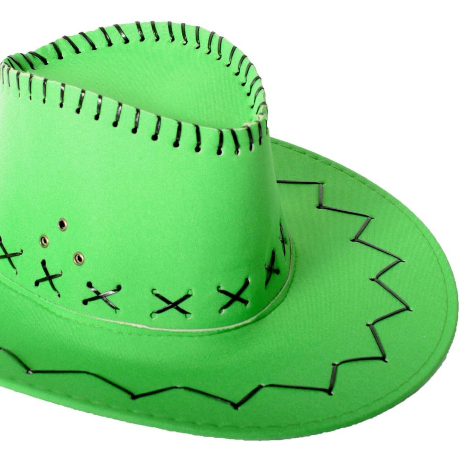 Costumes & Accessories: Fluro Green Cowboy Hat with Adjustable Chin Cord  Fun Western-Themed Australia Day
