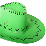 Costumes & Accessories: Fluro Green Cowboy Hat with Adjustable Chin Cord  Fun Western-Themed Australia Day