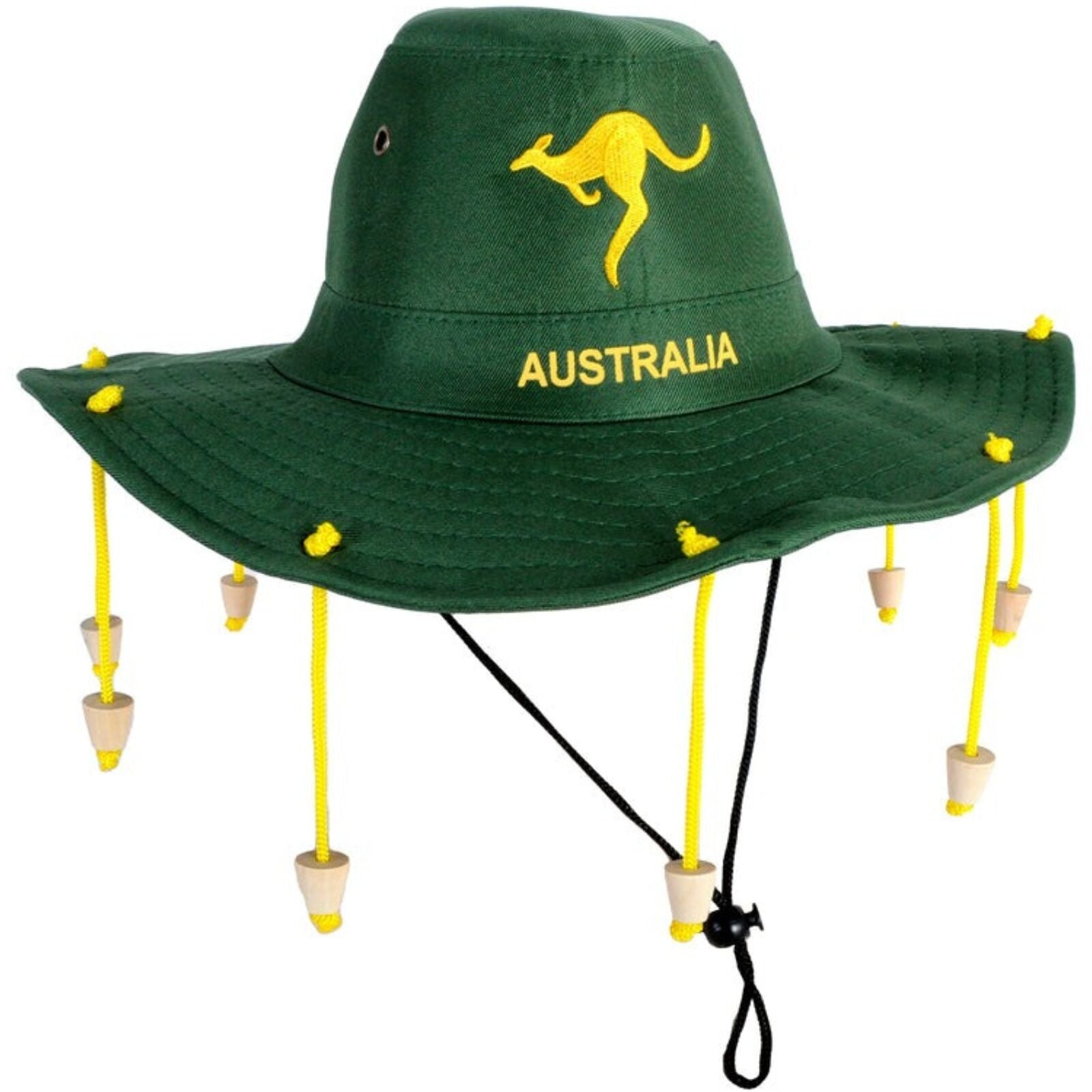 Costumes & Accessories: Australian Cork Hat  Green with Gold Kangaroo Embroidery Aussie Australia Day
