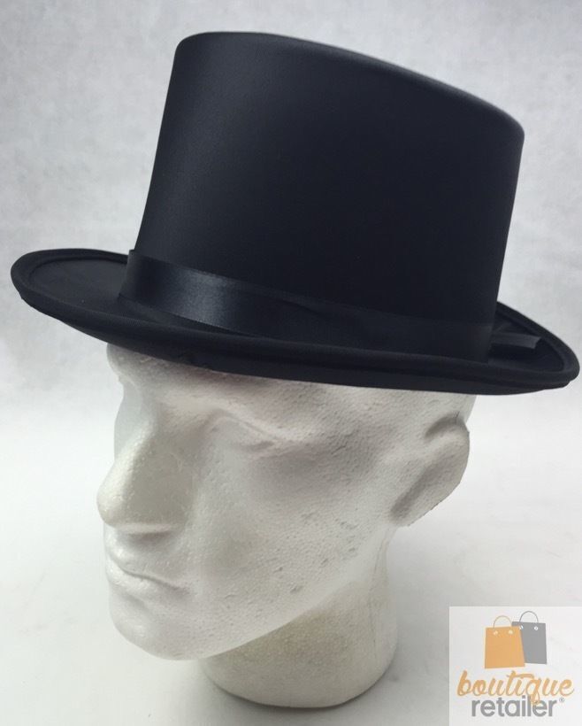 Costumes & Accessories: SATIN TOP HAT Costume Party Cap Fancy Dress Trilby Fedora One Size - Black