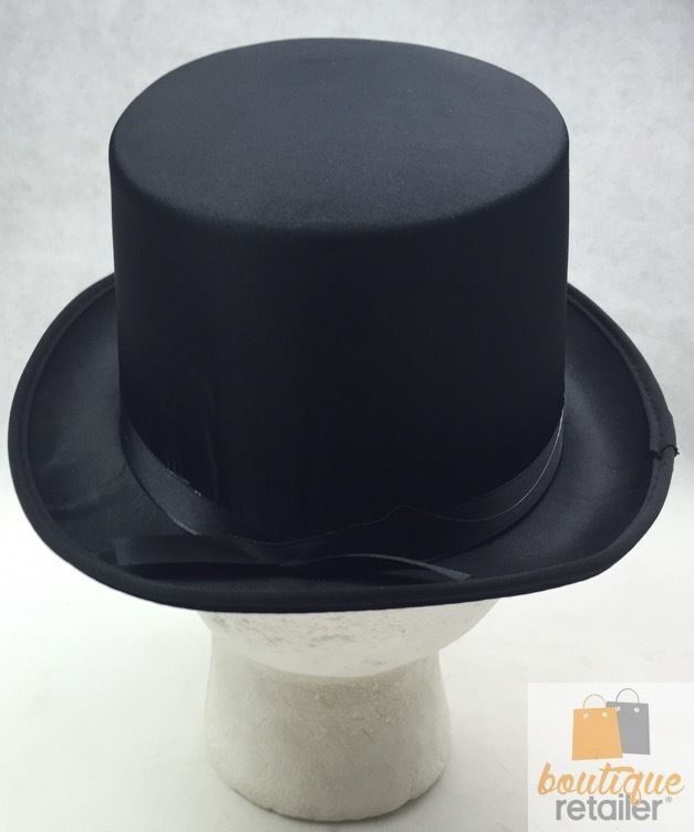 Costumes & Accessories: SATIN TOP HAT Costume Party Cap Fancy Dress Trilby Fedora One Size - Black