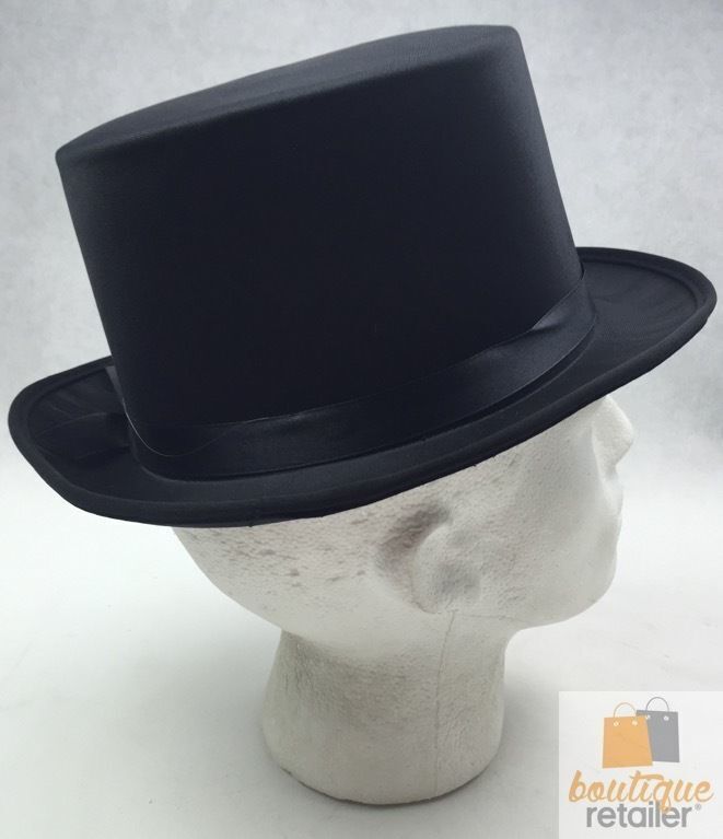 Costumes & Accessories: SATIN TOP HAT Costume Party Cap Fancy Dress Trilby Fedora One Size - Black