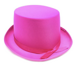 Costumes & Accessories: SATIN TOP HAT Costume Party Cap Fancy Dress Trilby Fedora One Size - Hot Pink
