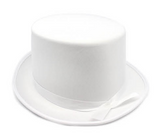 Costumes & Accessories: SATIN TOP HAT Costume Party Cap Fancy Dress Trilby Fedora One Size - White